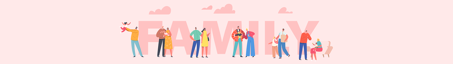 Multi-generational family illustration